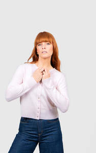 Knitwear: Marnie Cropped Cardigan - Pale Pink
