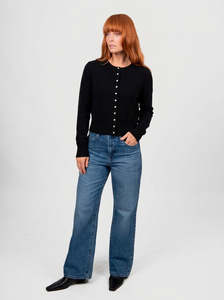 Knitwear: Marnie Cropped Cardigan - Black
