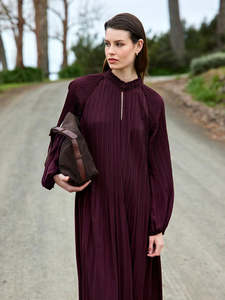 Dresses: Jojo Pleat Dress - Plum