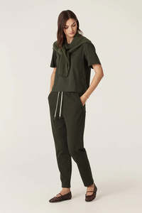 Trousers: Luca Twill Jogger - Forest Green