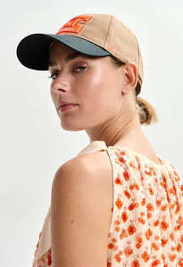 Accessories: Brown/Black Embroidered Cap