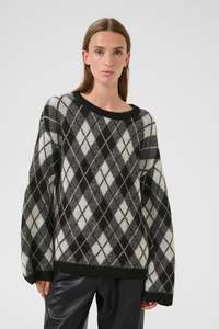 Knitwear: Constantine O'Neck - Black Harlequin