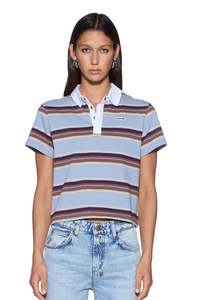 Tops: Sott Shrunken Polo Multi Stripe