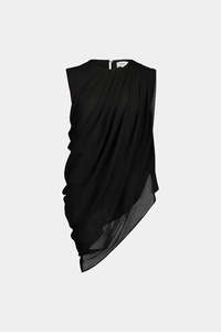 Tops: Draped Top - Black