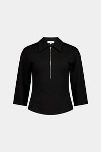 Tops: Zip Front Top - Black