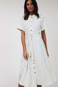 Dresses: Lollys Laundry Blake Midi Dress - Dot Print