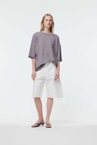 Knitwear: Gregory Marlon Knit Tee - Ash Lavender