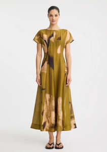 Dresses: Morrison Astra Pintuck Dress - Moss Print