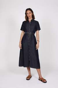 Dresses: Marlow Axis Shirt Dress - Indigo