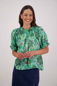 Tops: Briarwood Teddy Top - Green Floral