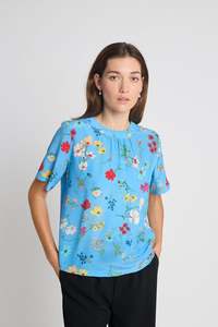 Tops: Twenty Seven Names Say it With Flowers Tee - Blue Floral